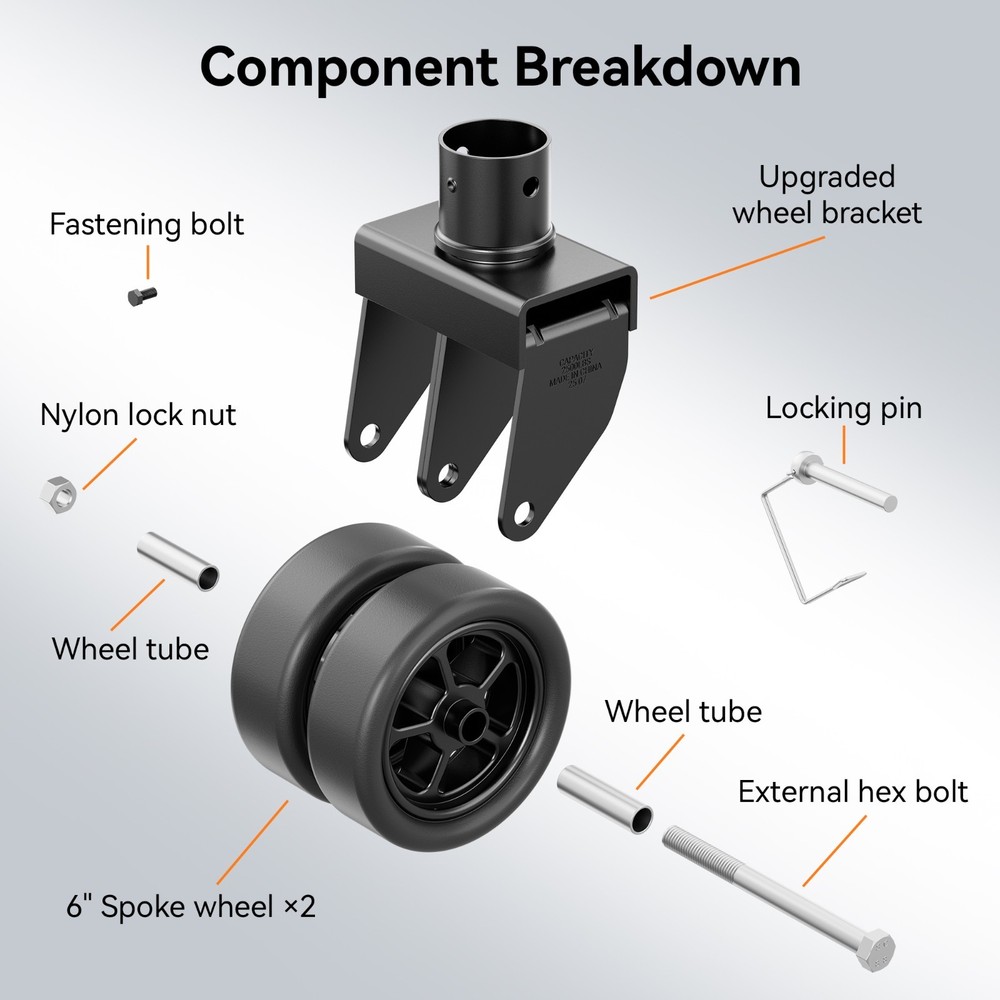 2500lbs Dual 6" Swivel Jack Trailer Caster with Reinforced Bracket&Spoked Wheels