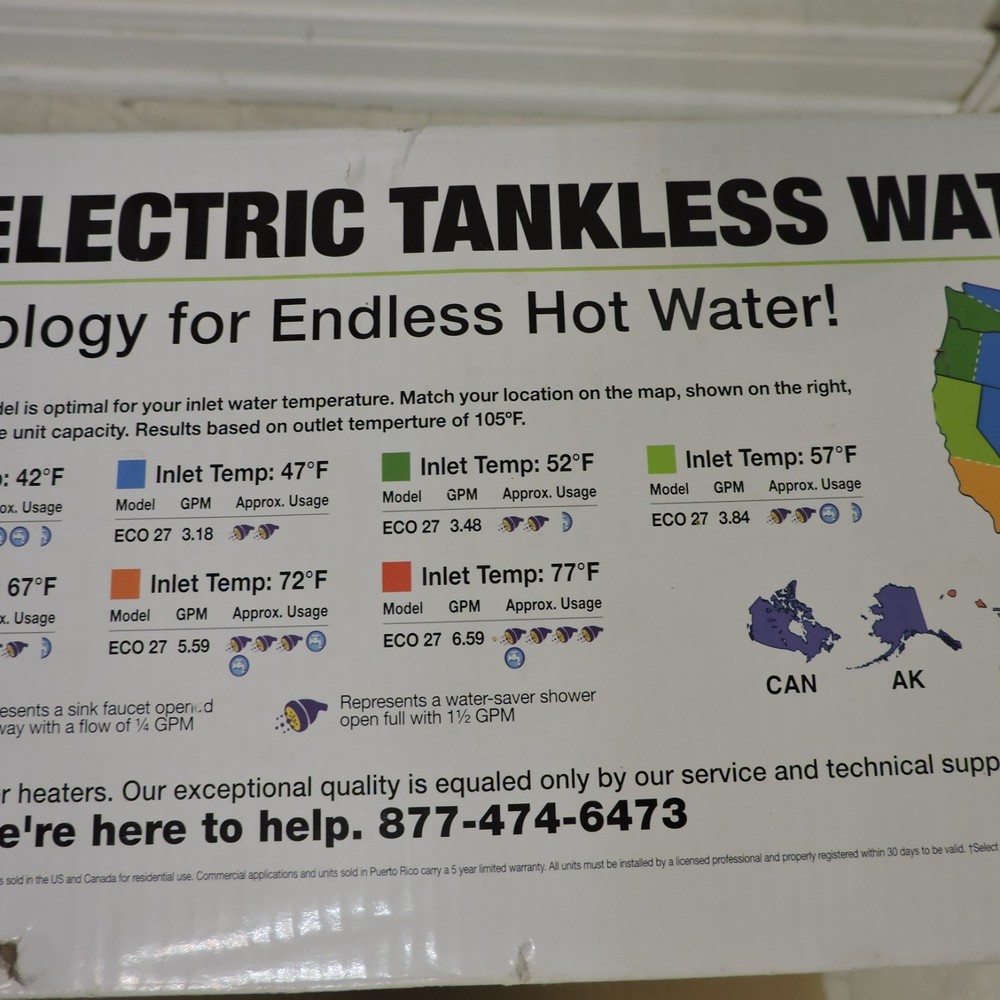 EcoSmart ECO 27 Electric Tankless Water Heater, 27 KW at 240 Volts, 112.5 Amps