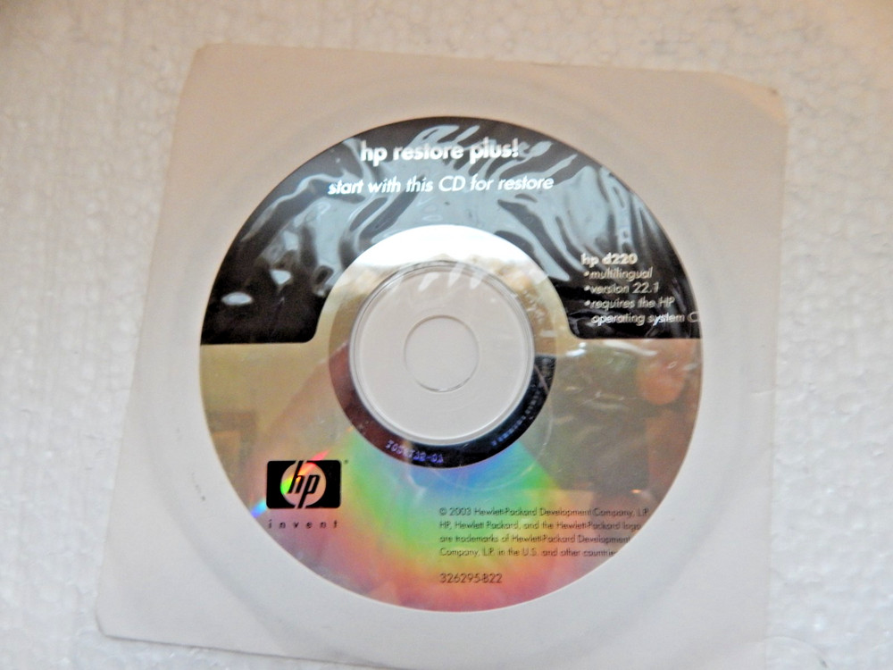 HP RESTORE PLUS  hpd220  version 22.1    CD ONLY