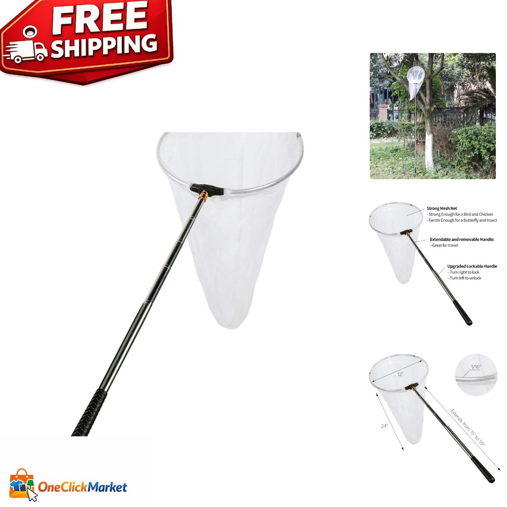 Multi-Function Insect Net with 12" Diameter, 24" Depth, 59" Extendable Handle