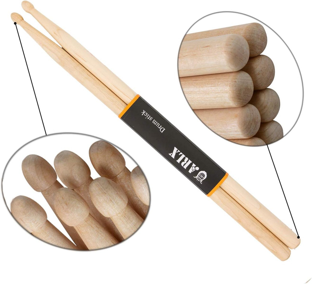 Drum Sticks 5A Maple Wood Tip Drumsticks 2 Pairs for Drummers & Percussion