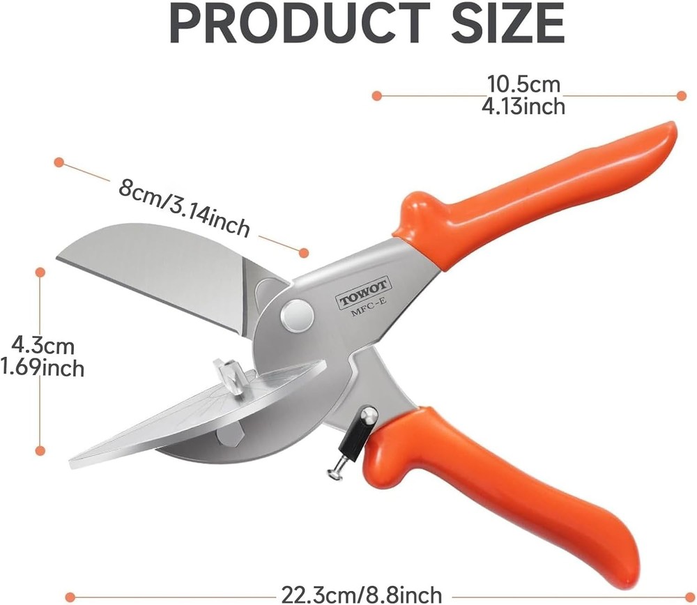Durable Stainless Steel Miter Shear Cutter with Adjustable Angle & Lock