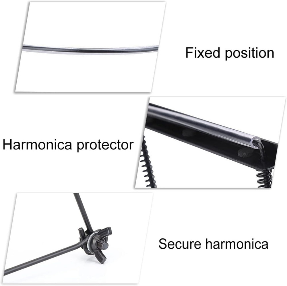 Harmonica Holder, Adjustable Metal 10 Holes Harmonica Neck Holder Rack Support A