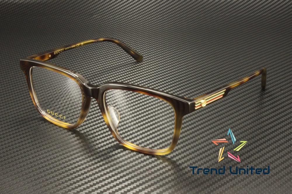 GUCCI GG1293OA 003 Rectangular Squared Acetate Havana 54 mm Men's Eyeglasses