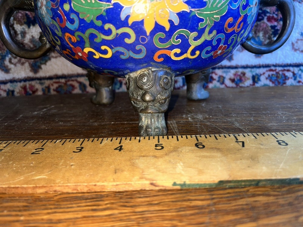 Large Chinese Bronze Base Cloissone Censer