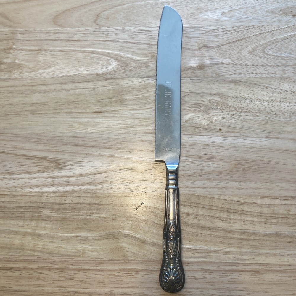 Mid-Century Bridalane wedding bread knife, 12", silverplated handle
