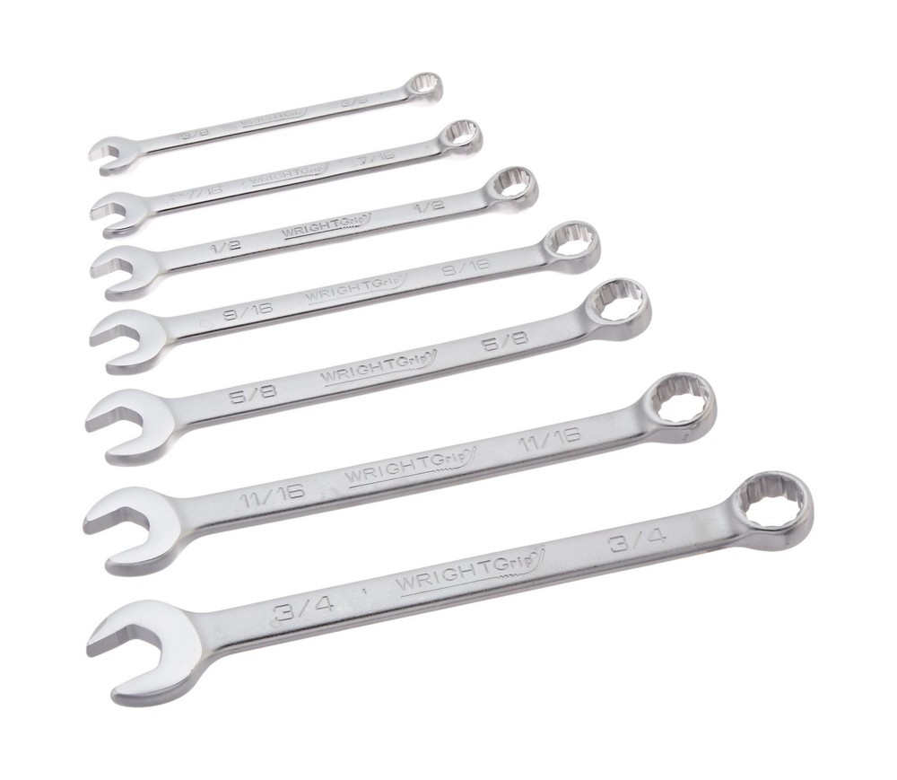 Wright Tool #707 Wrightgrip 7-Piece 12-Point Combination Wrench Set, Silver