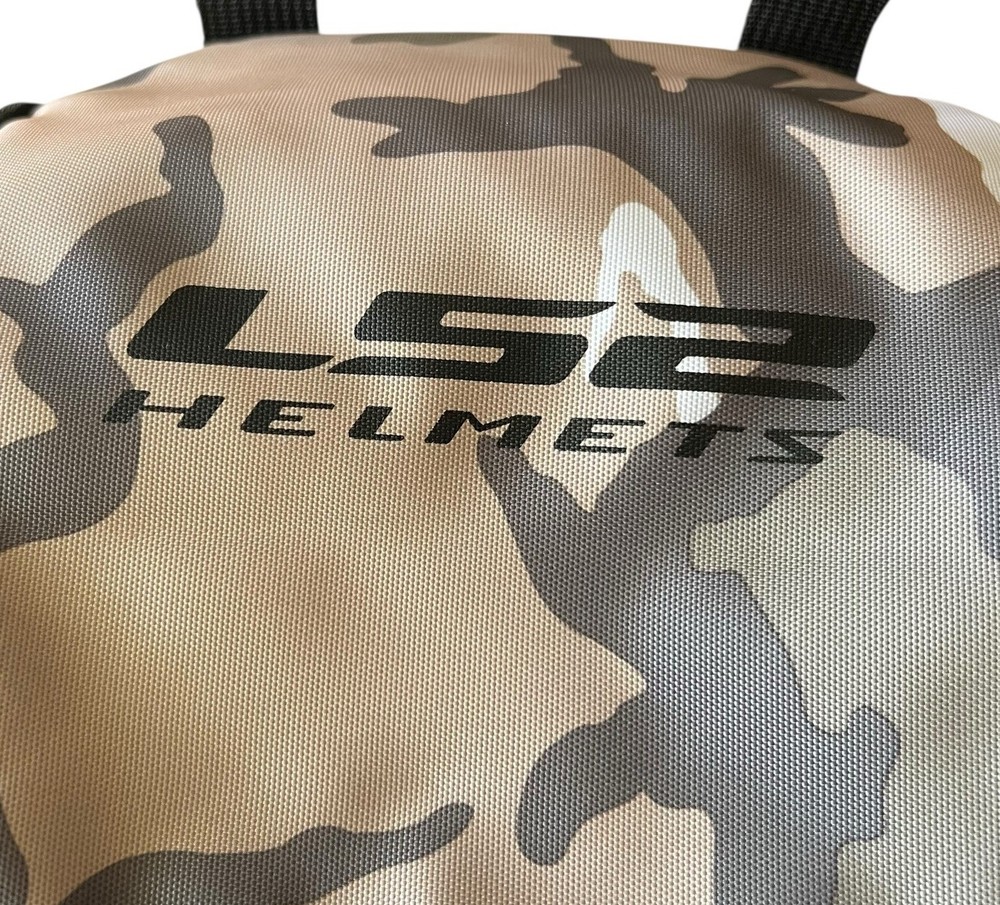 LS2 Helmets Storage Backpack Brown Camouflage Zip Closure Outer Pocket