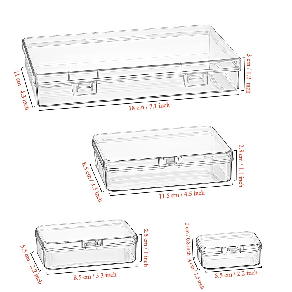 Goodma 24 Pieces Mixed Sizes Rectangular Empty Mini 4 Sizes, Transparent