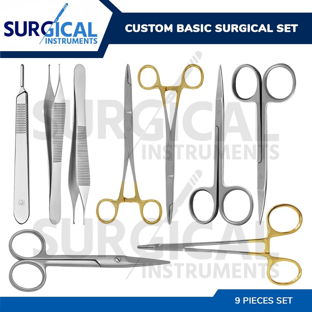 9 Pieces Custom Basic Surgical Instruments Set Stainless Steel German Grade