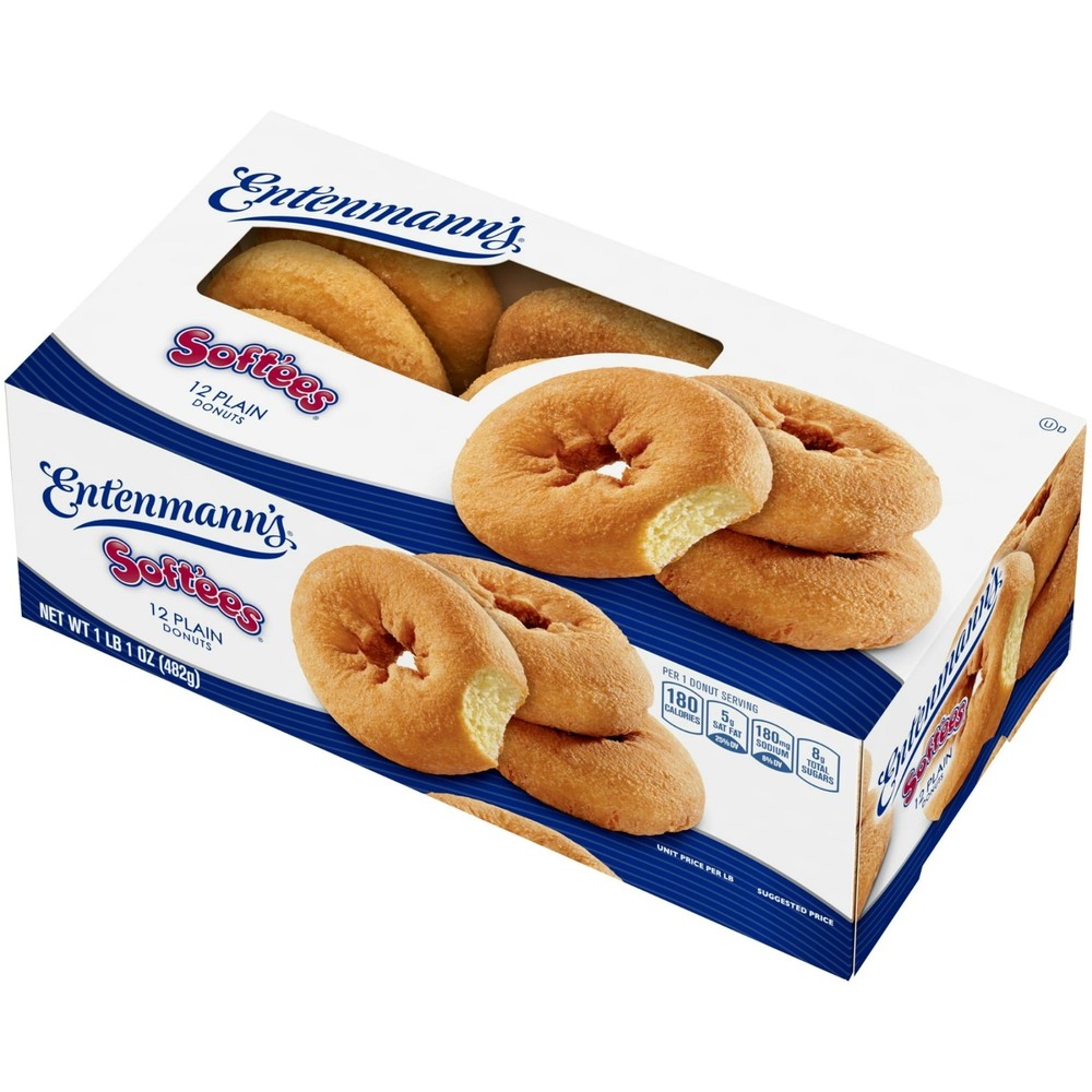 Entenmann's Soft'ees Plain Donuts, 12 Count, Donuts, 17 oz Box