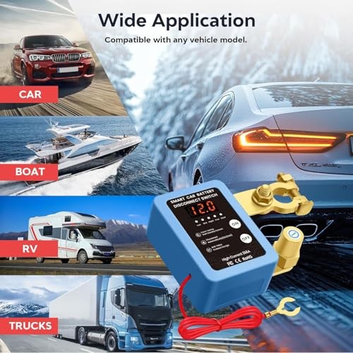 Kill Switch for Car - 12V Remote Battery Disconnect Switch Smart Blue LED