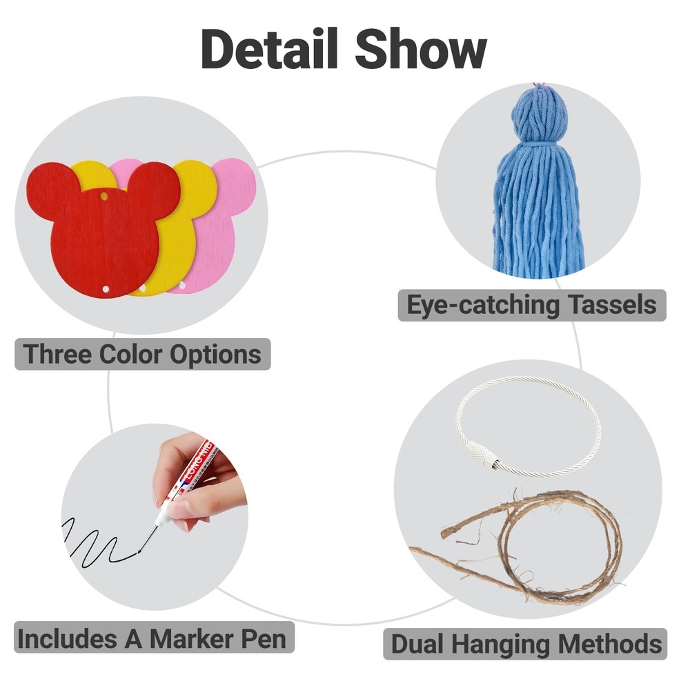 Stroller Identification Name Tag Pendant,Wood Hanger with Custom Pink
