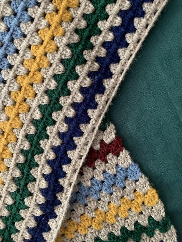 Crochet Throw Hand Made 58 X 38“ Multicolor
