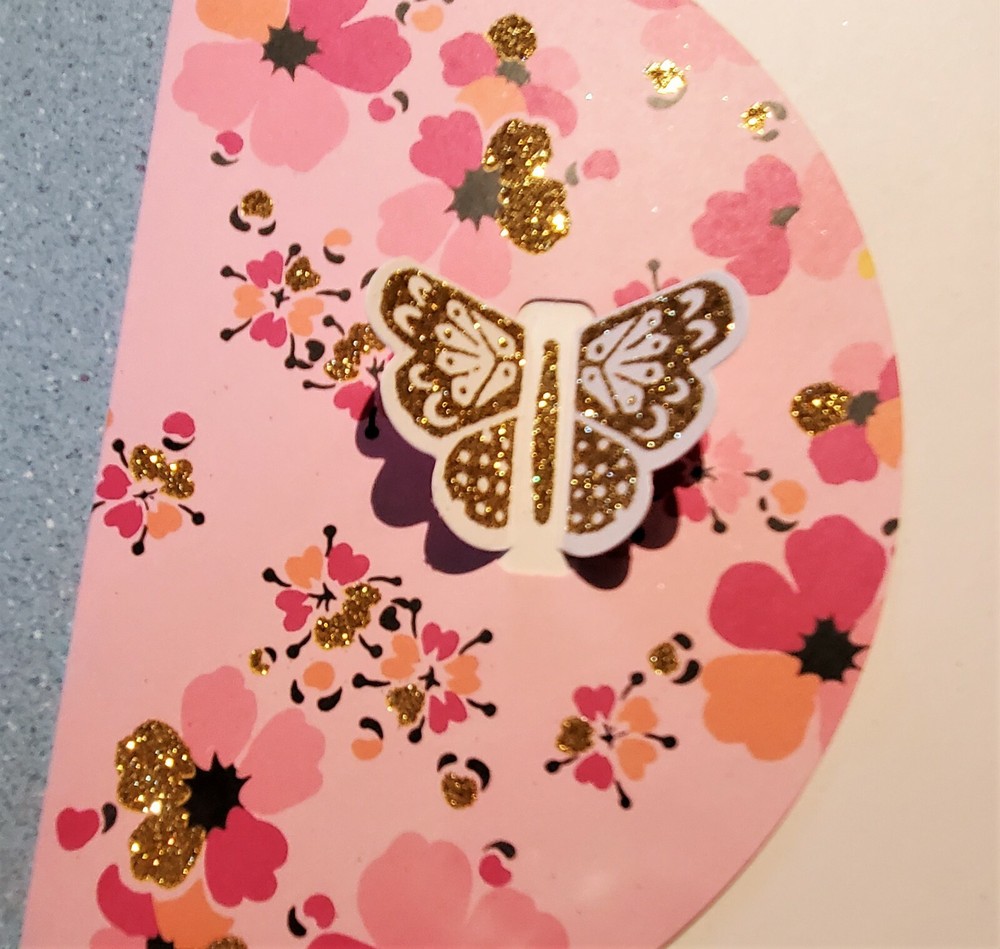 Fancy Flower & Dot Grid Tri Fold Envelopes w/ 3D Butterfly Closure - Pkg. of 4