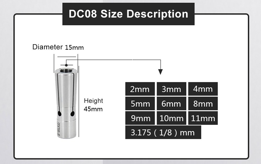 0.005MM Precision DC6 DC8 DC12 Pull Back Collet Chuck 2-10 1/4 1/8MM for CNC