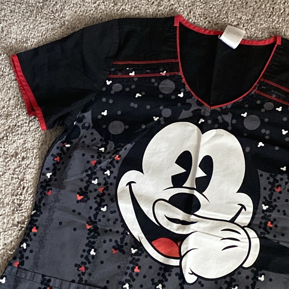 Black And red Disney Mickey Mouse Scrub Top Size Small