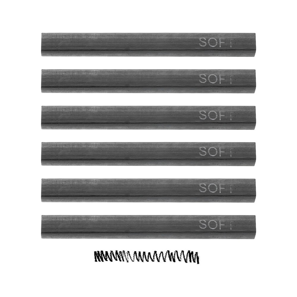 Compressed Charcoal Sticks, Soft Grade Charcoal Sticks(Pack of 6)