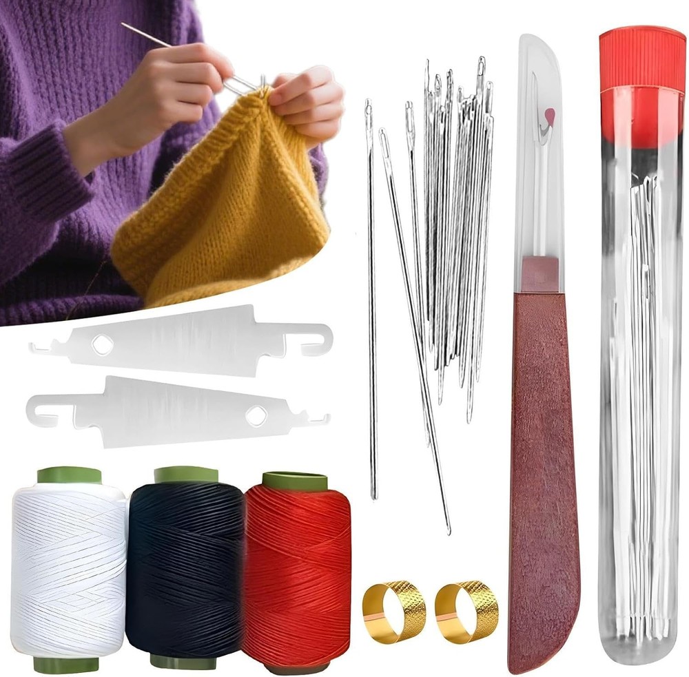 37PCS Sewing Tool Set,Needles Thread Hand Repair Tools,Portable Sewing Kit