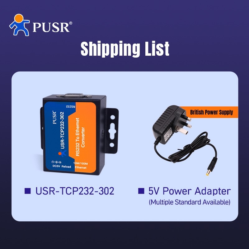 PUSR RS232 to Ethernet Modbus RTU to TCP Modbus Gateway USR-TCP232-302