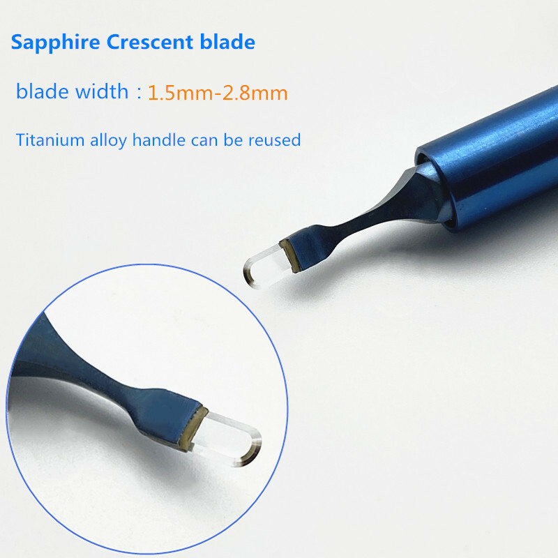 Ophthalmic surgery Blade Crescent Blade with Handle 1set Keratome blade Sapphire