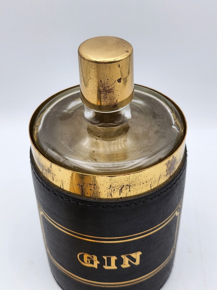 Vintage Gin Leather And Glass Decanter