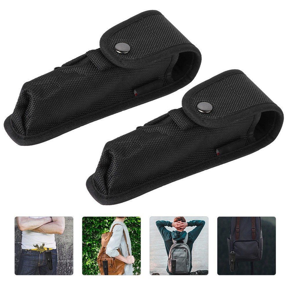 2Pcs Portable Flashlight Holsters Nylon Flashlight Pouch Multi-function Bag