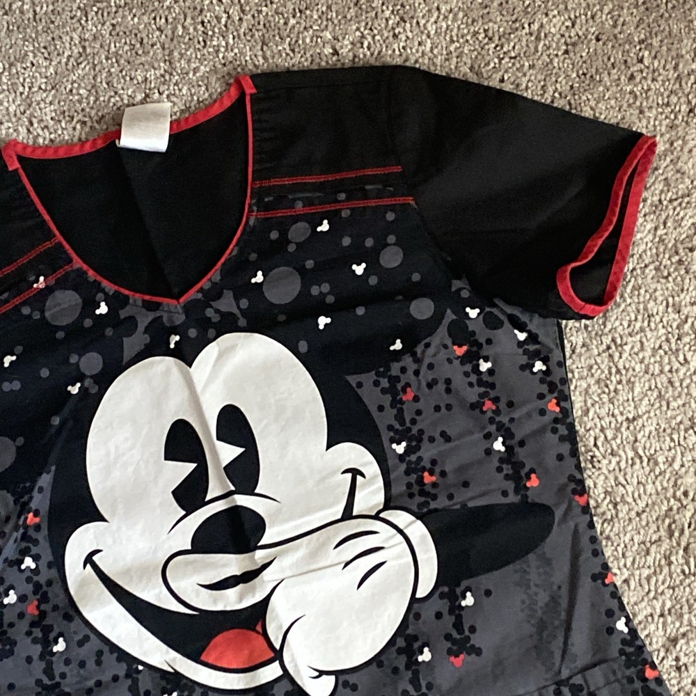 Black And red Disney Mickey Mouse Scrub Top Size Small