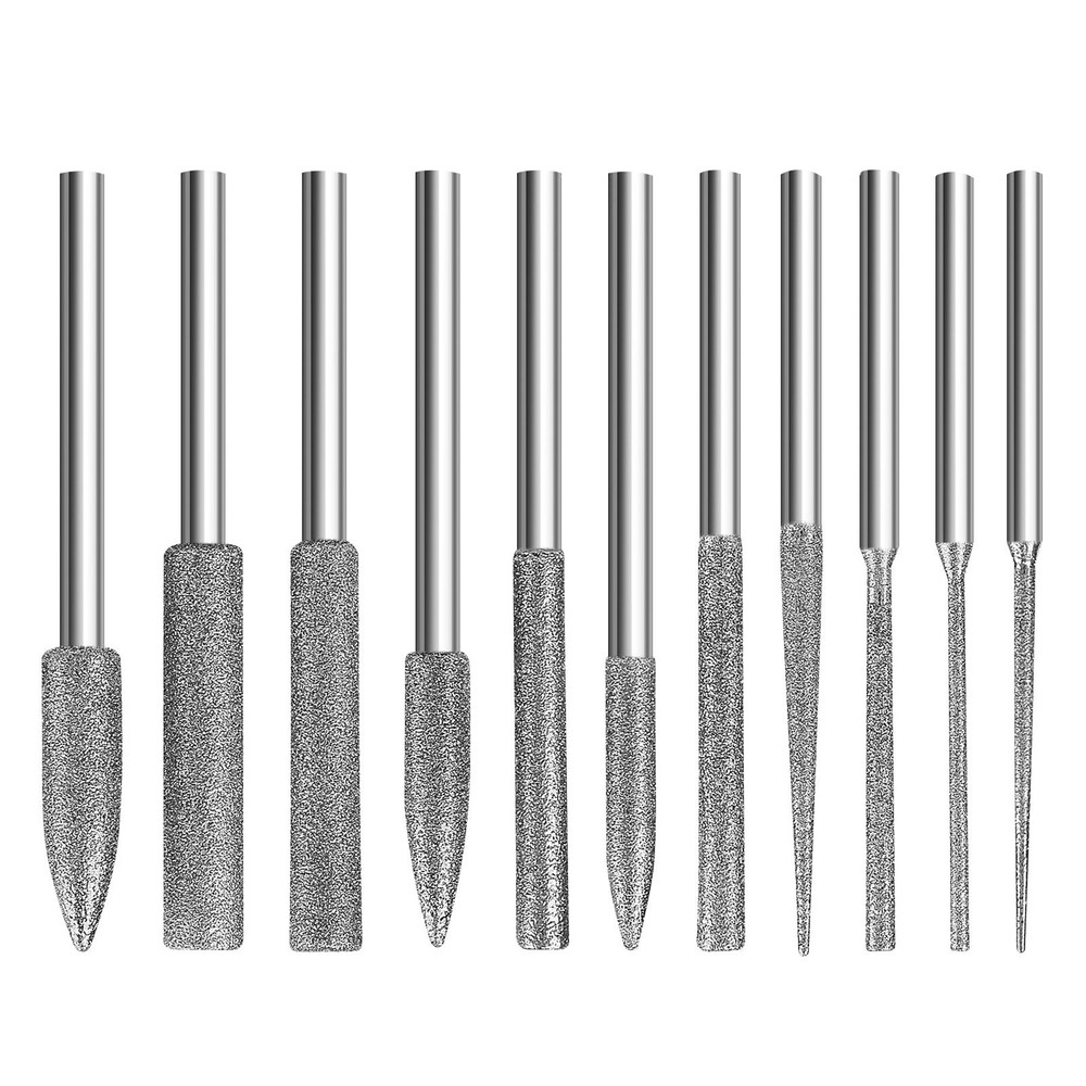 11PCS/Set 1/8" Shank Diamond Burr Bits Grinding Rotary Tools Accessories