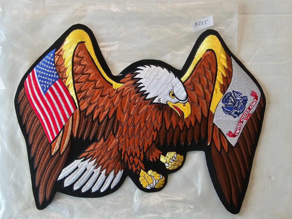 LARGE AMERICAN BALD EAGLE with US FLAG ON LEFT WING & US ARMY FLAG ON RIGHT SIDE