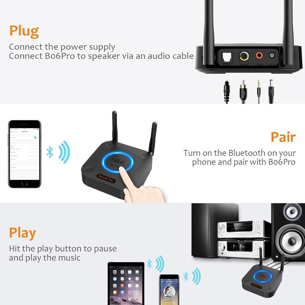 Upgraded Long Range Bluetooth Receiver - HiFi Wireless Audio