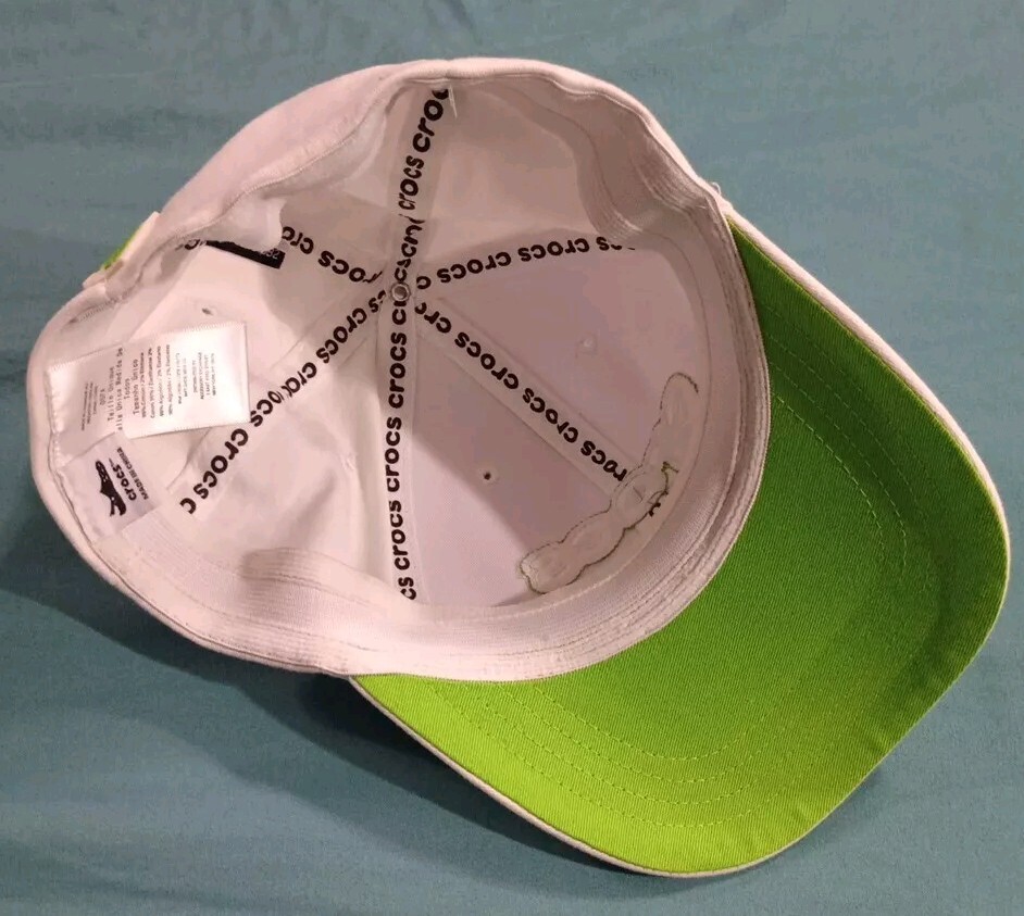 Crocs Dad Hat White One Size Cap Embroidery Logo Featuring Green