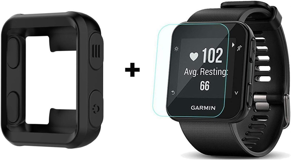 For Garmin Forerunner 35 Case, Silicone Case with Screen Protector (2 Pack) for