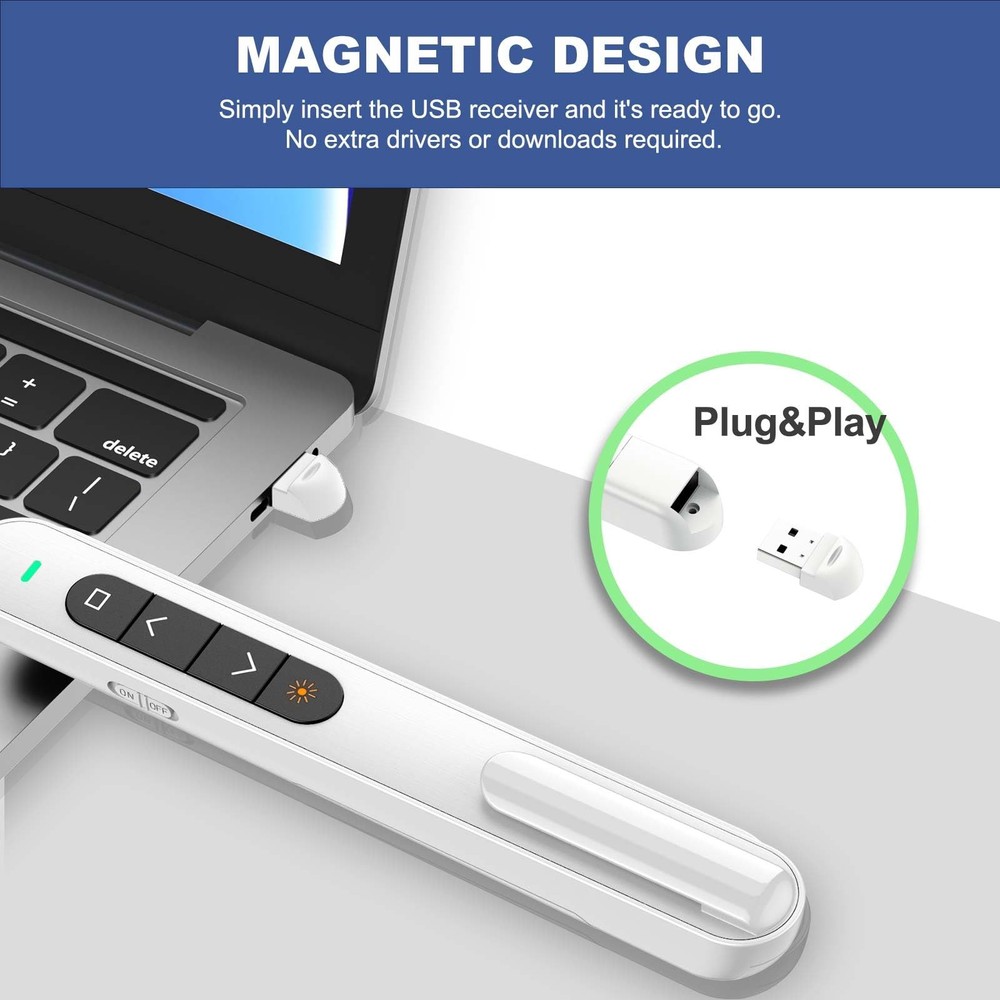 Wireless Presenter Remote for PowerPoint Mac & Windows - Slide Advancer