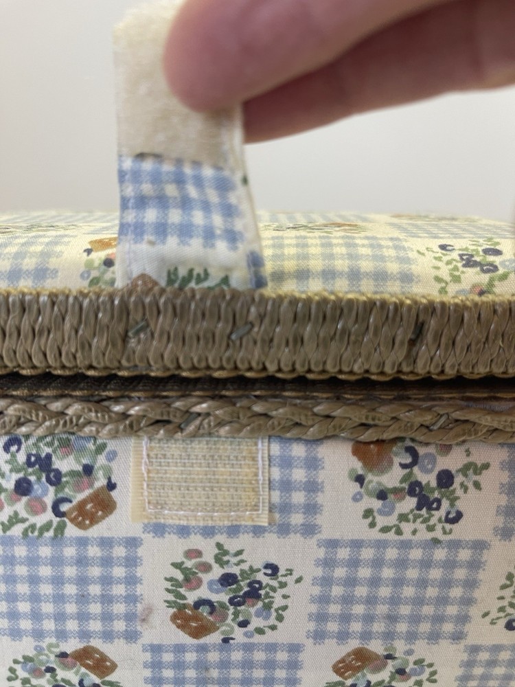 Padded Sewing Box With Plastic Tray. Hook and loop Closure Beautiful Condition