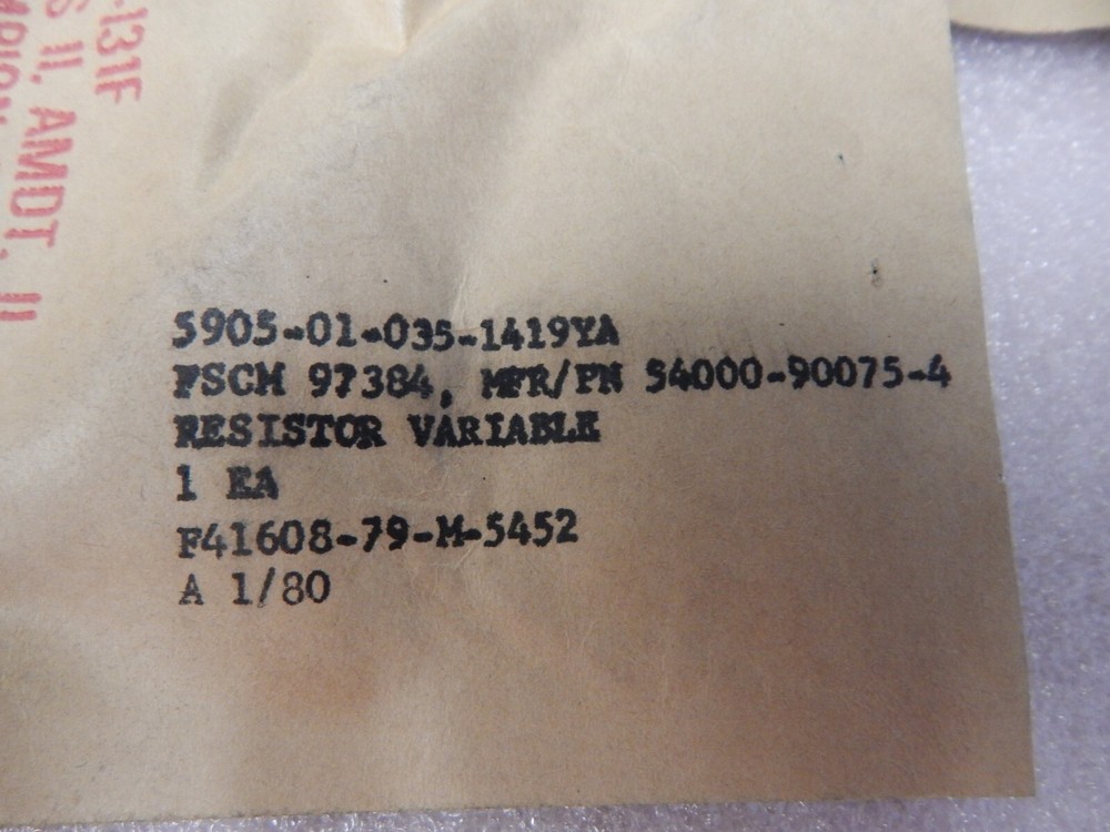 PN# 54000-90075-4 - CLAROSTAT - RESISTOR,VARIABLE