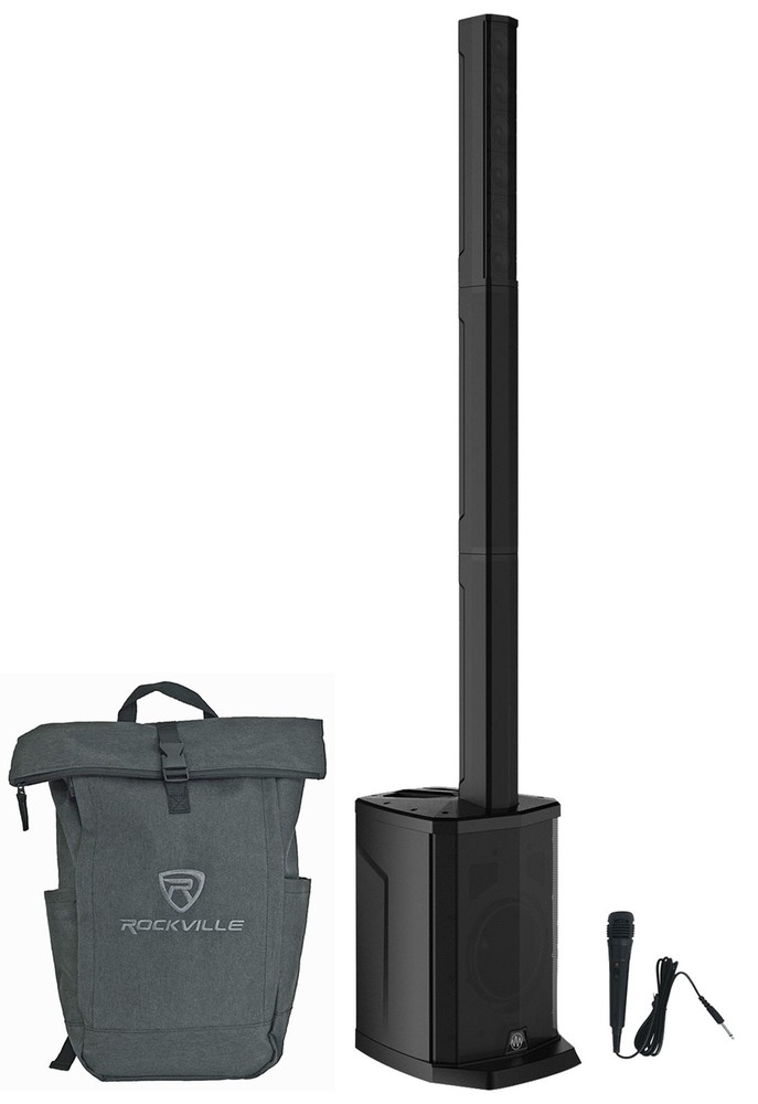 Gemini WPX-2000 1200 Watt DJ/PA Powered Line Array Speaker w/8" Sub+Mic+Backpack