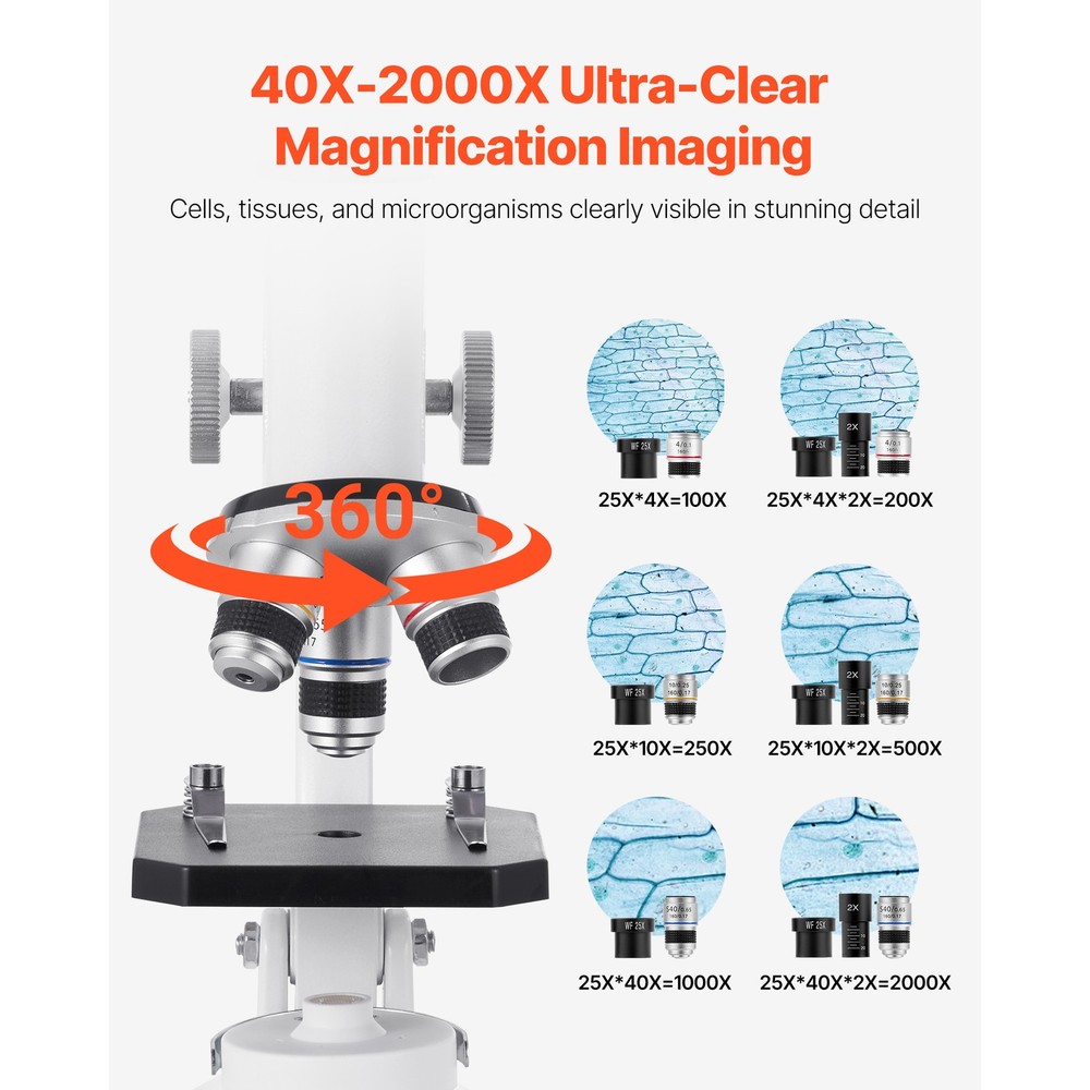 Uimoso Professional Monocular Microscope Kit with 40-2000X Magnification
