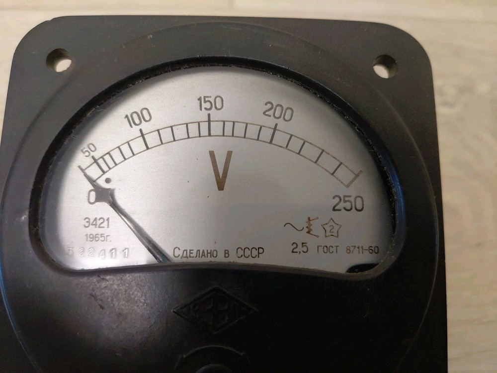 Panel Voltmeter Vintage Soviet Voltage indicator USSR, 0-250V, 1965