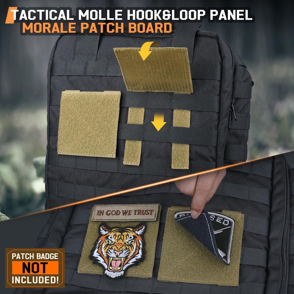 Molle Patch Panel,2/4 Pcs Tactical Hook&Loop Adapter Panel Morale Patch Board...