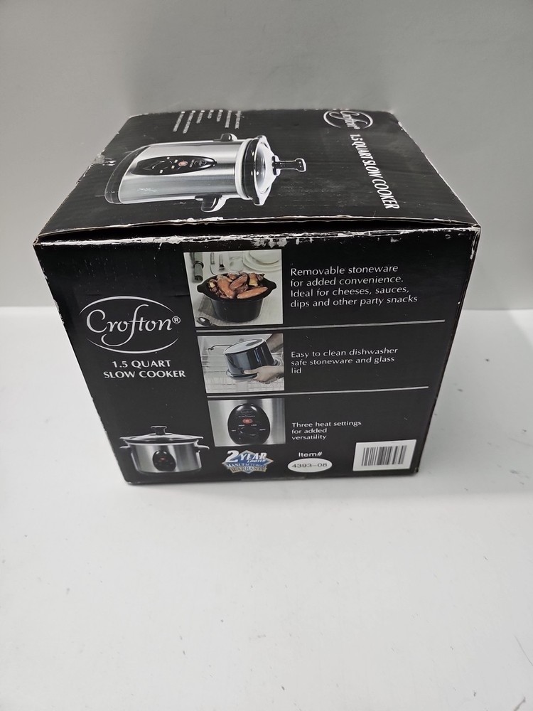 Crofton Slow Cooker 1.5 Qt Stainless Removable Stoneware