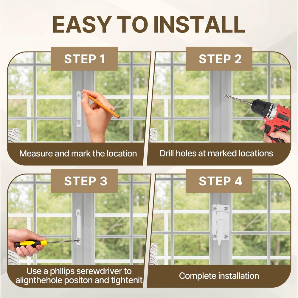 Sliding Window Sash Locks Durable White Cam Replacement Window Locks 4 PCS