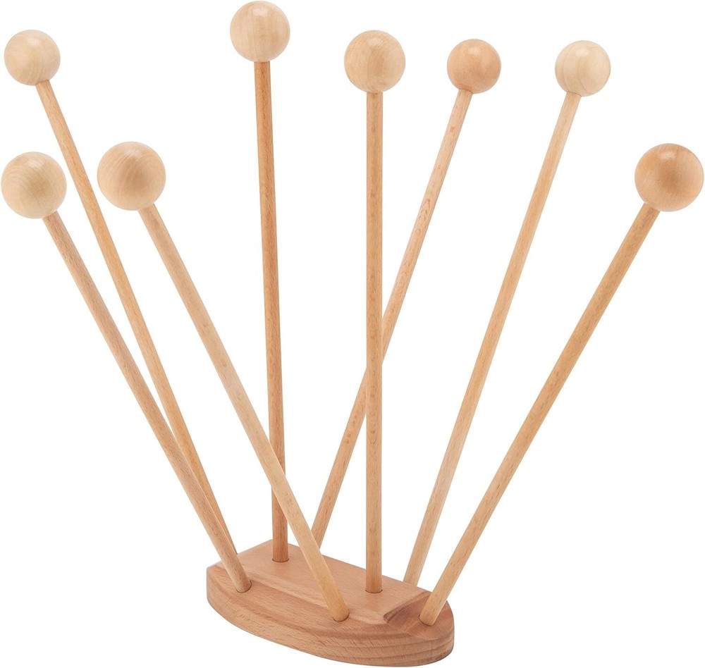 Beech Wood Plastic Bag Drying Rack Reusable Bag & Bottle Dryer w/ Sealer Clips