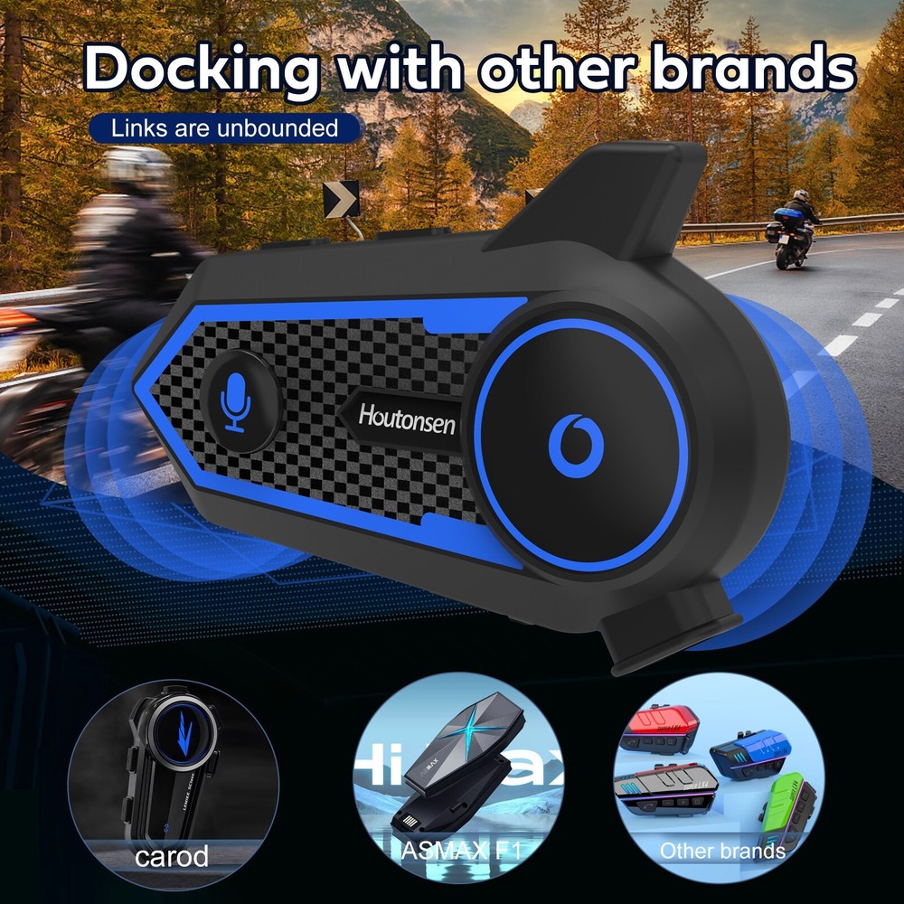 2x 1000M Wireless Interphone & Mic Motorcycle Bluetooth Headset Helmet Intercom