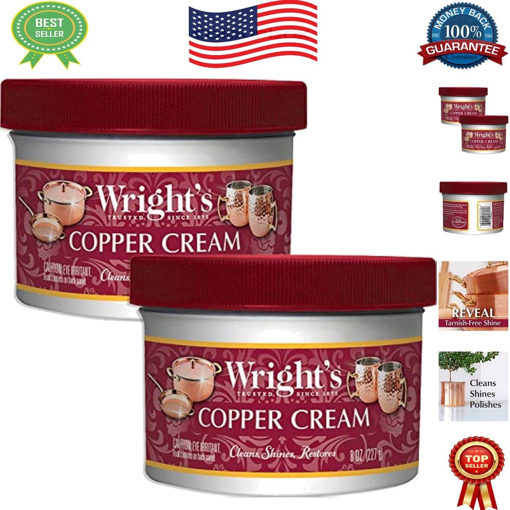 Unscented Copper & Brass Cleaner Cream - 8oz x 2 - Gentle & Effective