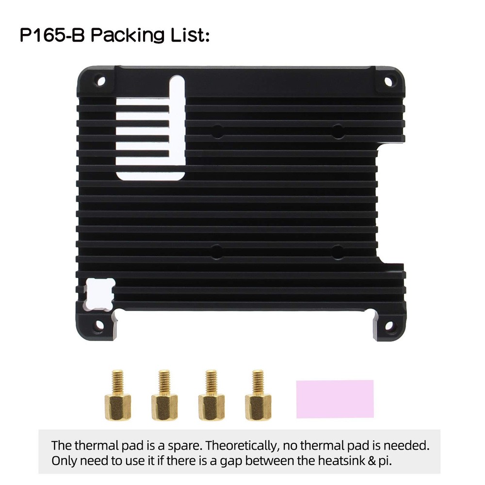 11mm Thickness Embedded Heatsink P165-B for Raspberry Pi 4, Armor Aluminum Ra...