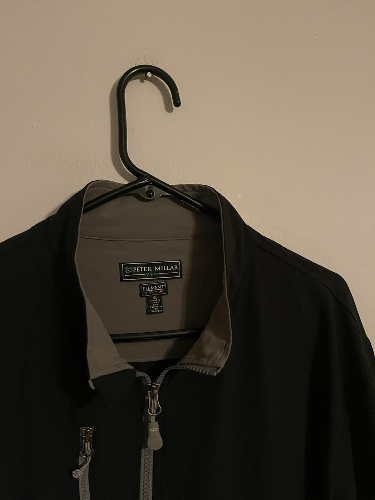Peter Millar Wind Element E4 Black Full Zip Golf Tech Jacket - Men's XLarge