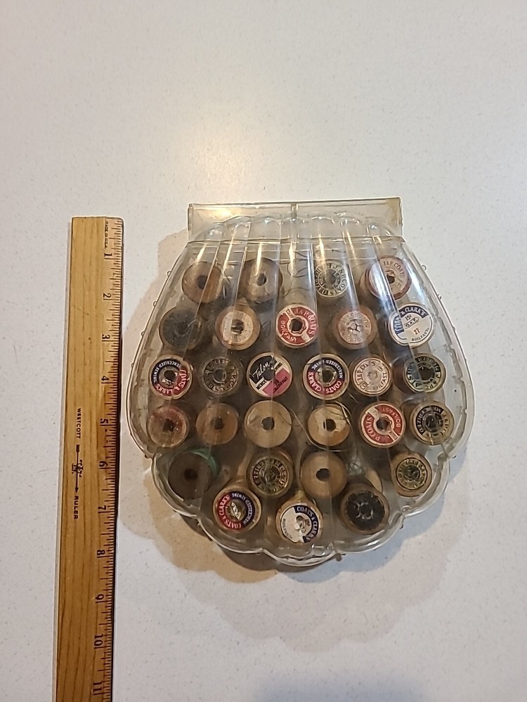 Plastic Clear Acrylic Thread Spool Holder Seashell Clam Shell Shape