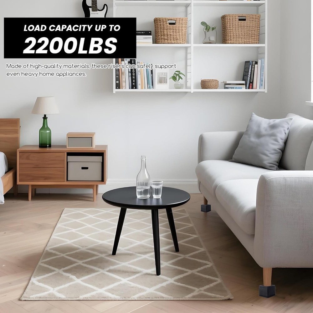 Heavy Duty Adjustable Bed Risers 3 or 6 Inch - Elevate & Store with Confidence