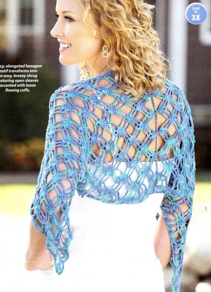 LACY Paradise Bay Shrug/Crochet Pattern INSTRUCTIONS ONLY